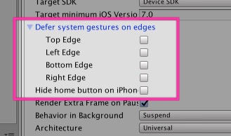 "Hide home button on iPhone X" and "Defer system gestures on edges"